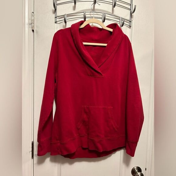 Eddie Bauer women’s 2X tall Fleece Pullover Sweatshirt red - Picture 1 of 13
